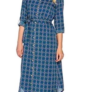 C Wonder Lattice Print Midi Shirt Dress